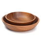 Acacia Wooden Salad Bowl, Solid Hardwood Salad Mixing Bowl Set, Wood Serving Bowl Spoon Fork for Fruits Vegetables Decoration